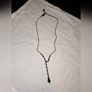 Givenchy Y2k Vintage 90s  Y Drop Black Crystal Necklace